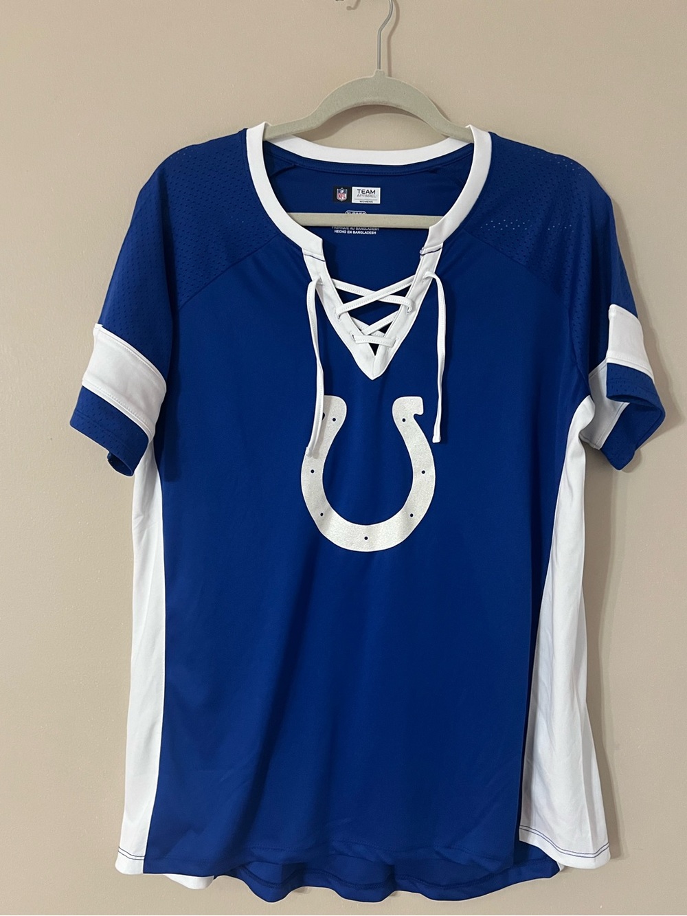 Women's Indianapolis Colts Royal Draft Me Lace-Up T-Shirt